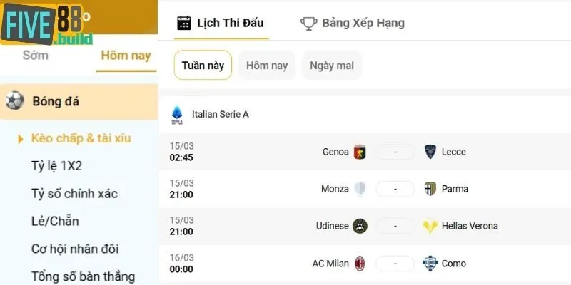 Mẹo cá cược bóng đá FIVE88 là chọn thời gian xem hợp lý