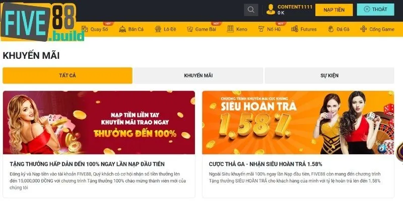 Những sự kiện ưu đãi tặng thưởng cực khủng