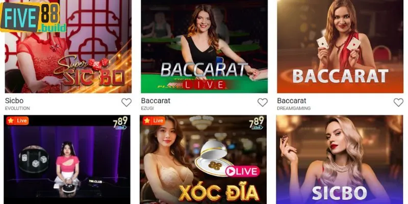 Số lượng trò chơi khủng tại sòng bài FIVE88